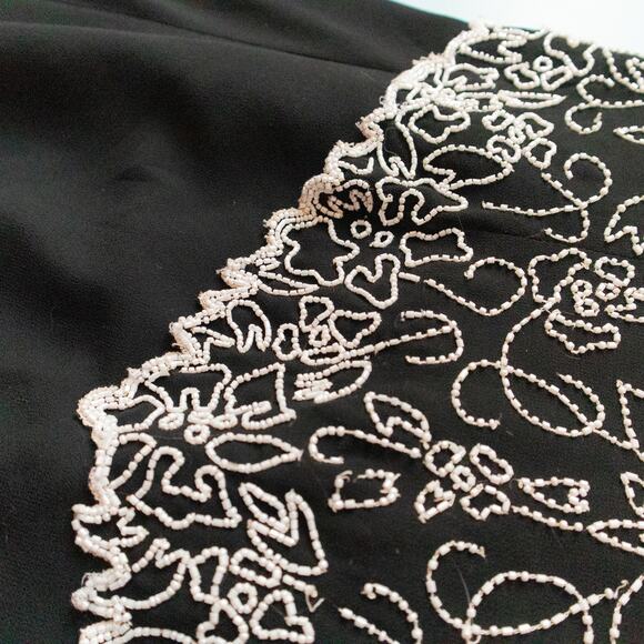 Jkara Black White Beaded Bust Sleeveless Formal Ankle Fit Flare Dress Size 6 - Picture 4 of 10